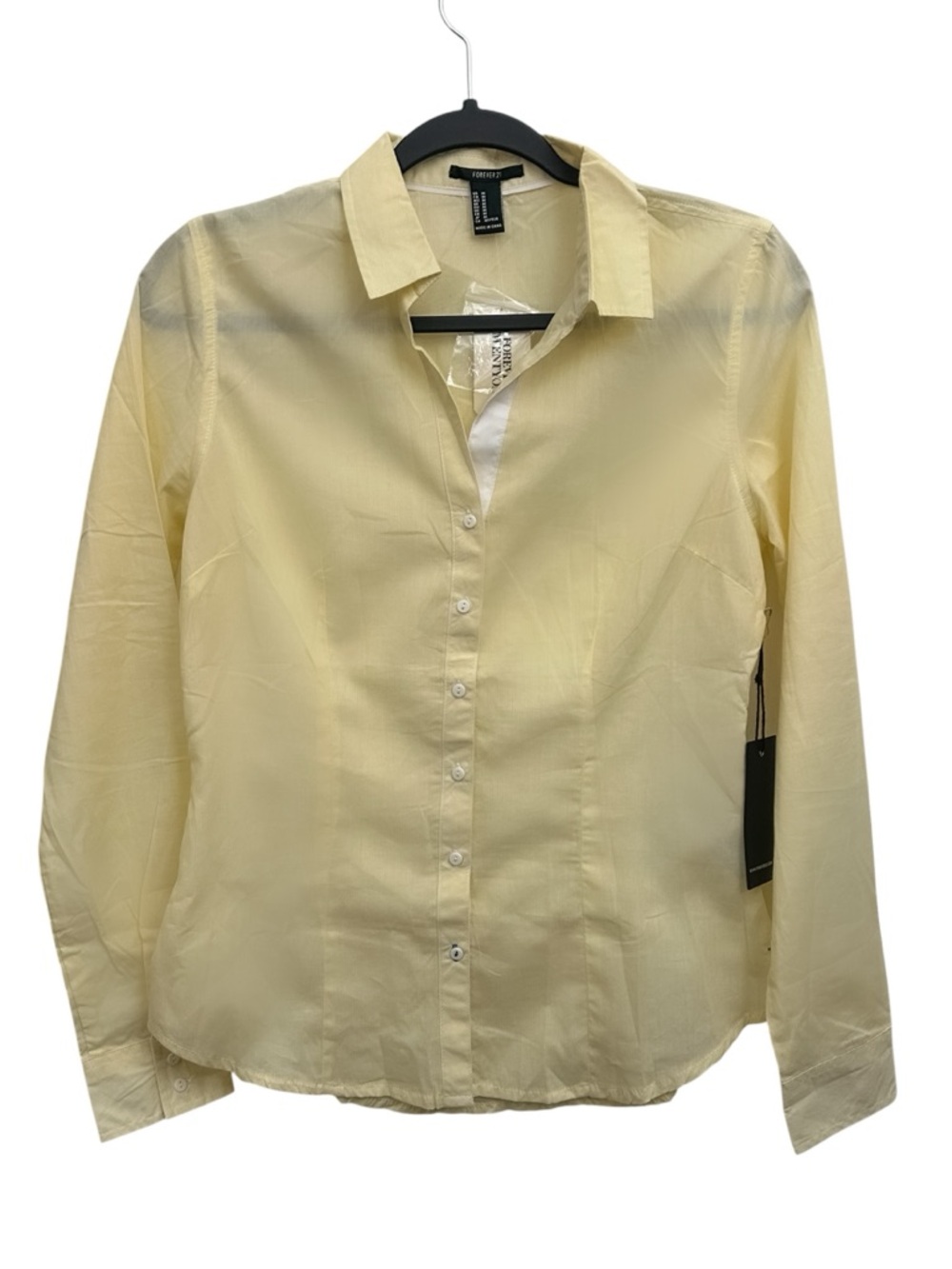Forever 21 (2000s)  fitted Yellow cotton Button-Down Shirt NWT